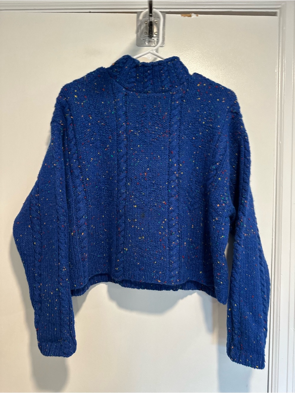 Vintage 80s/90s Hand Knit Sz:M The Limited Cobalt Blue Speckled Wool Sweater.